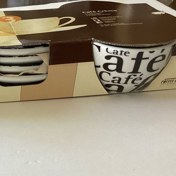 Brand new 4 cappuccino cups with little plates included, black and white modern. - Picture 3 of 3